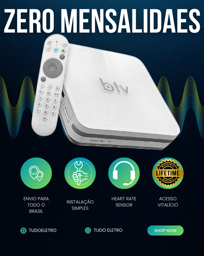 ZERO MENSALIDADES - ÚLTIMO DIA DE PROMOÇÃO - BTV PLUS MULTICANAIS + CONTROLE POR COMANDO DE VOZ